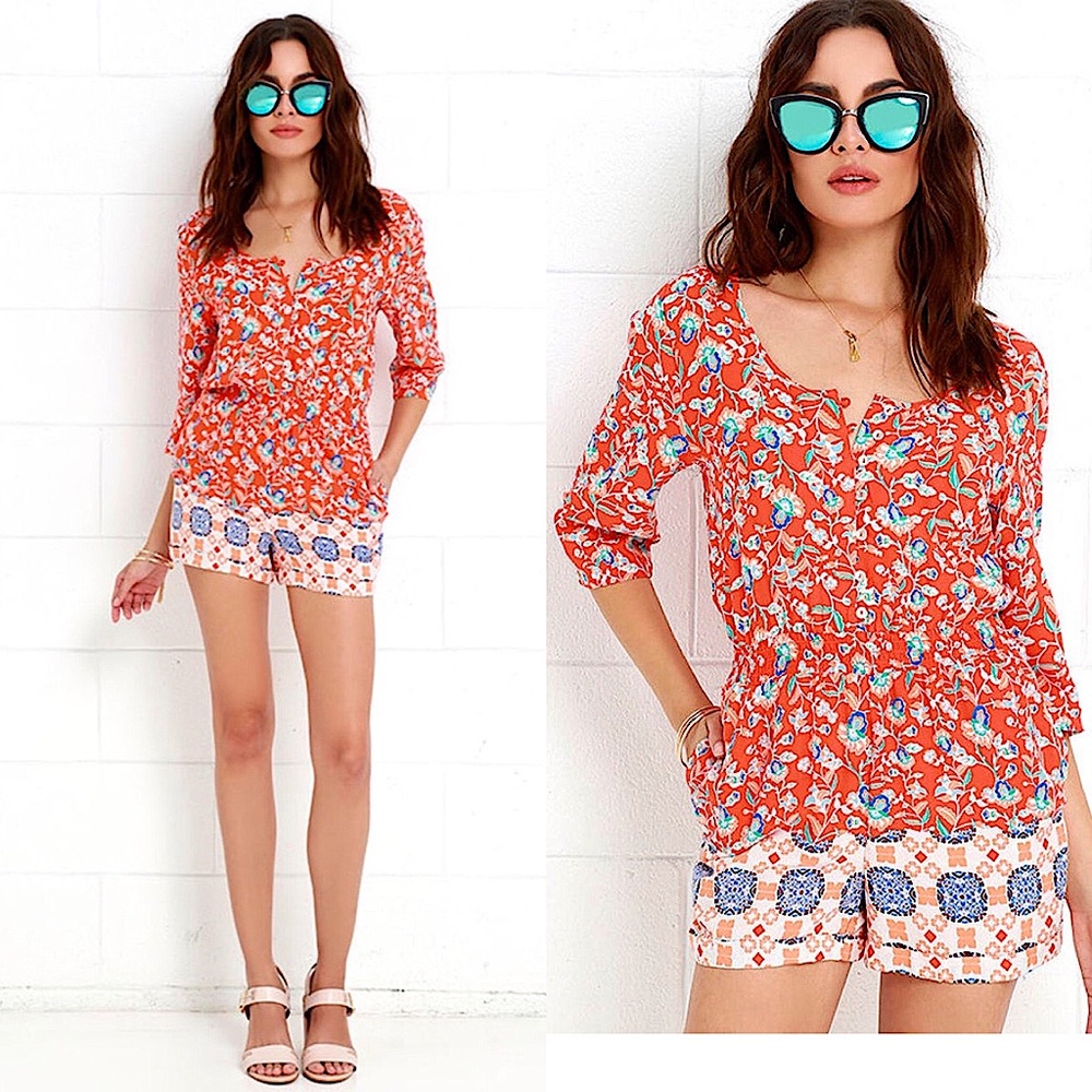 MINKPINK Button Front Summer Floral Romper Size XS